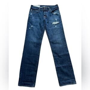 Abercrombie & Fitch Men’s 30x32 Slim straight jeans distressed blue Cotton